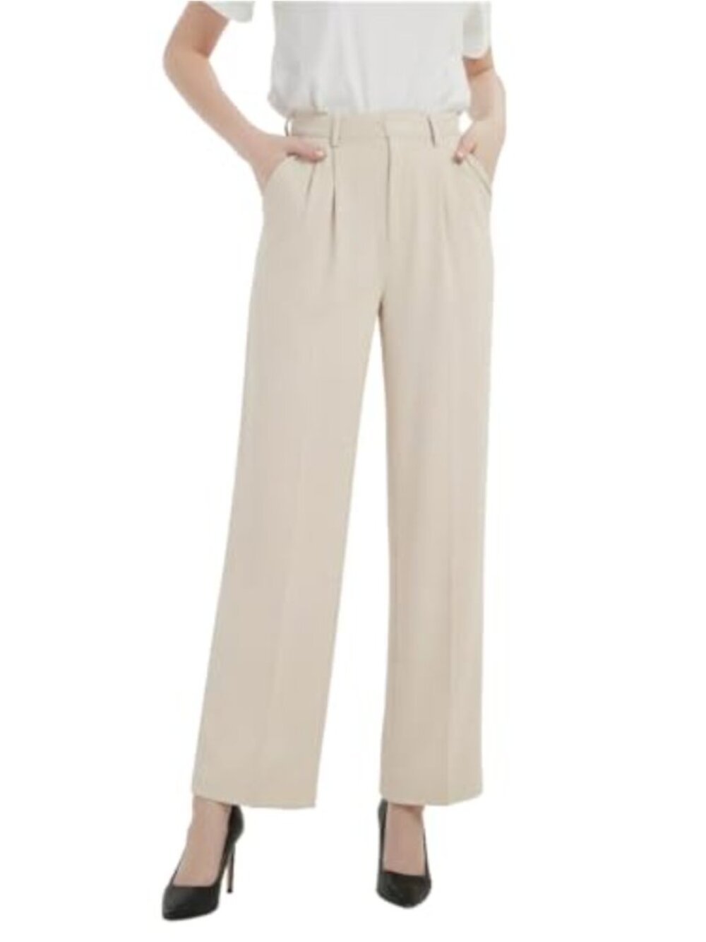 High Waist Straight Leg Business Work Suit Dress Pants Pleated Trousers